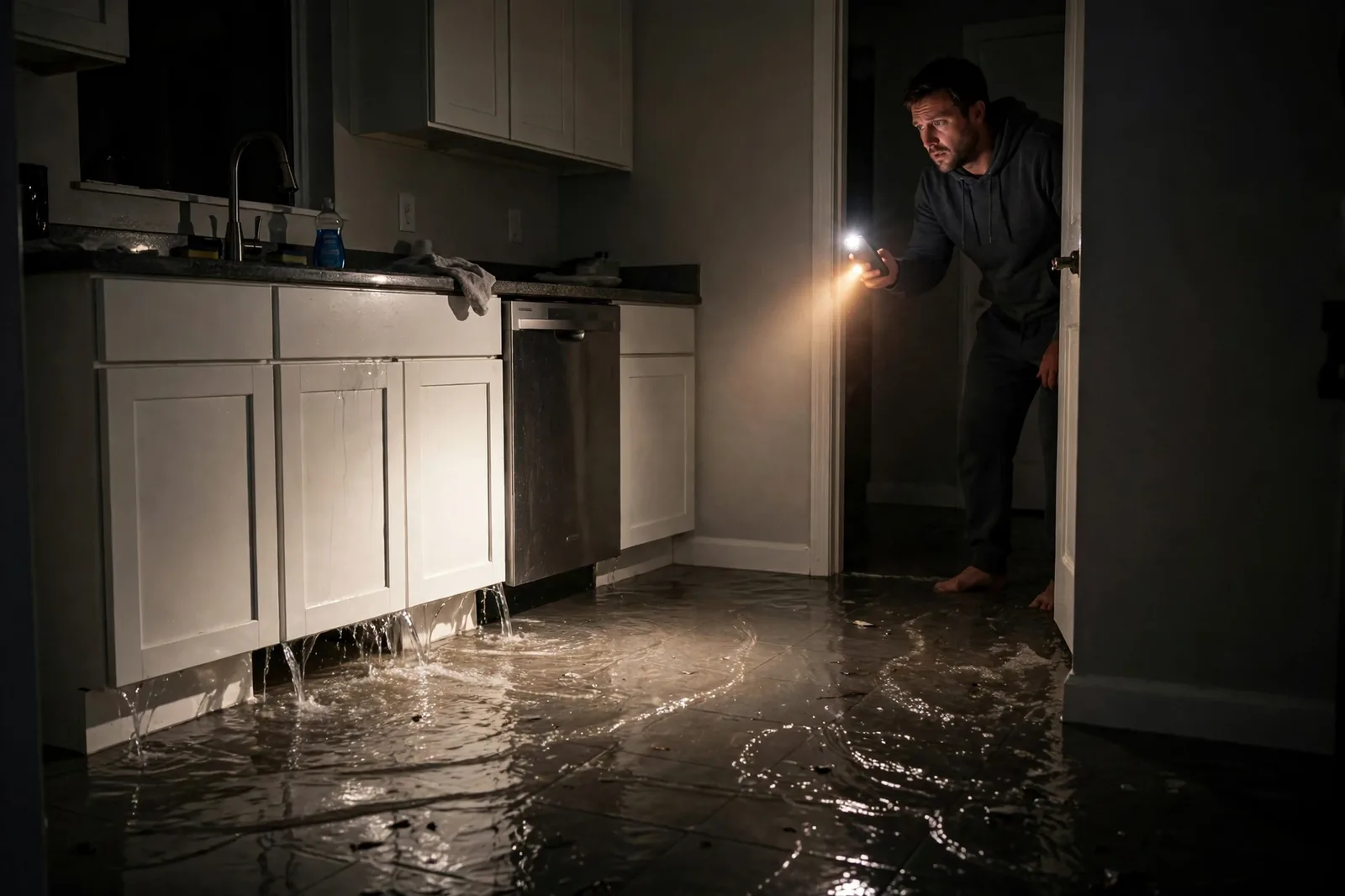 Emergency Burst Pipe & Freeze Water Damage Repair Cambridge, ID — first-hour response to a burst pipe, shutoff valve being closed