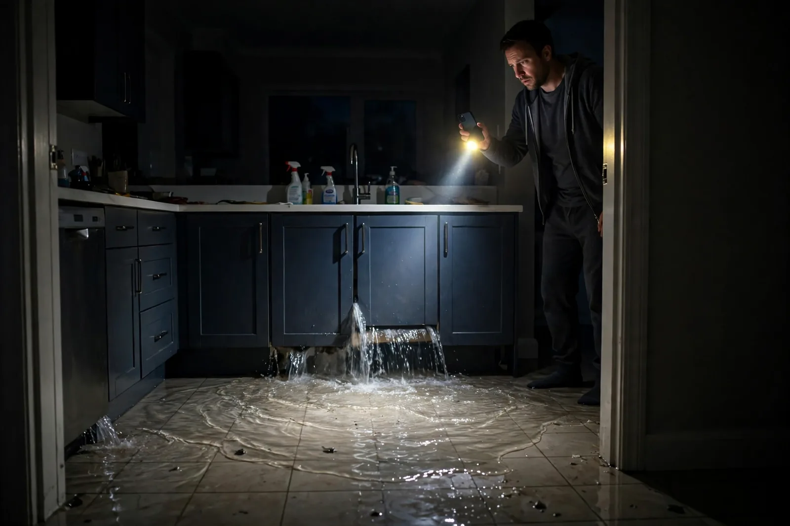 Emergency Burst Pipe & Freeze Water Damage Repair Cataldo, ID — first-hour response to a burst pipe, shutoff valve being closed