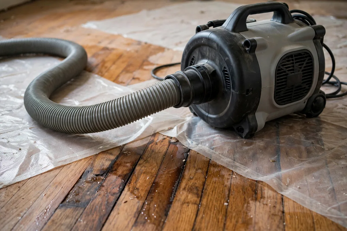 Emergency Burst Pipe & Freeze Water Damage Repair Eagle, ID — air movers and a dehumidifier drying a flooded room