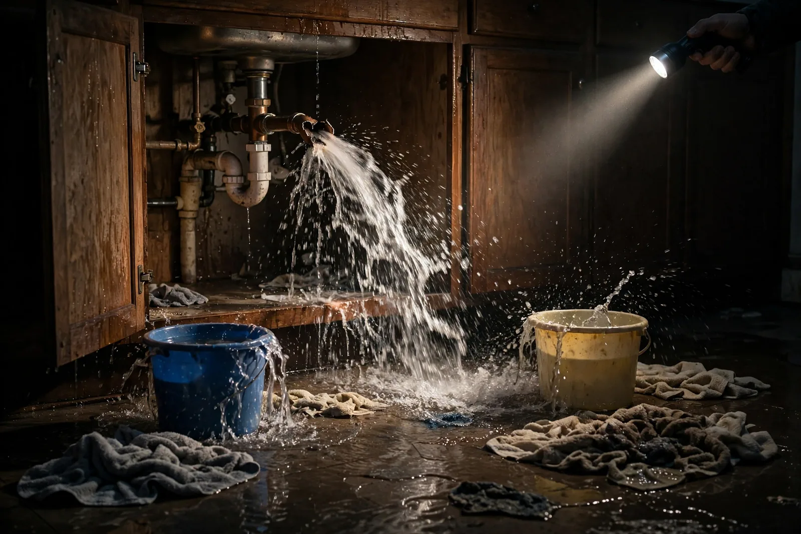 Emergency Burst Pipe & Freeze Water Damage Repair Firth, ID — first-hour response to a burst pipe, shutoff valve being closed