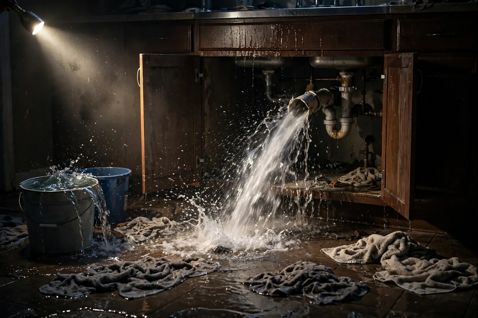Emergency Burst Pipe & Freeze Water Damage Repair Glenns Ferry, ID — first-hour response to a burst pipe, shutoff valve being closed