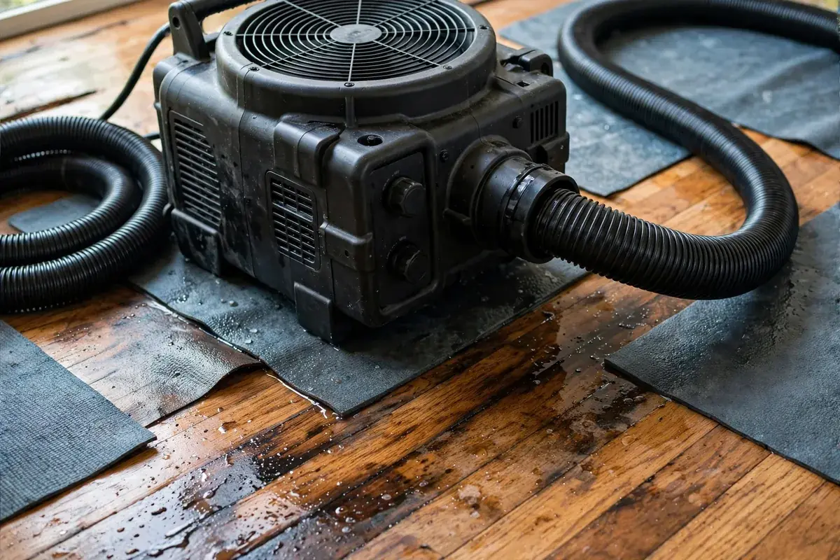 Emergency Burst Pipe & Freeze Water Damage Repair Grace, ID — air movers and a dehumidifier drying a flooded room