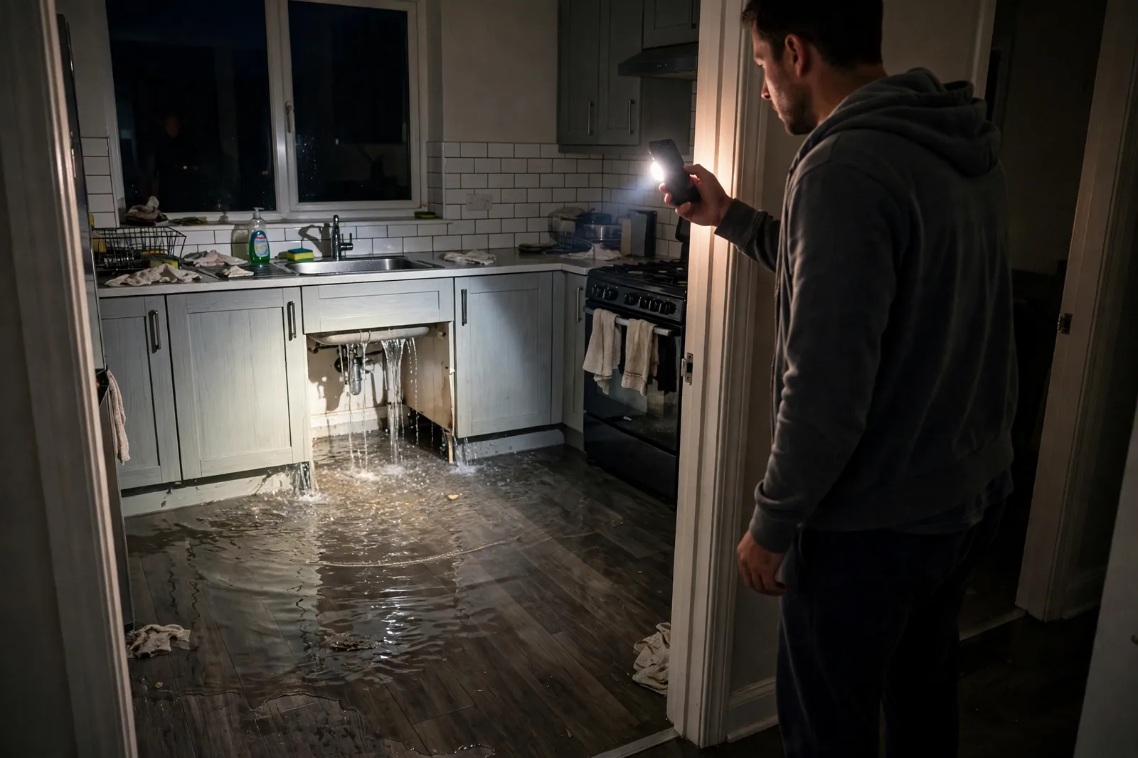 Emergency Burst Pipe & Freeze Water Damage Repair Grand View, ID — first-hour response to a burst pipe, shutoff valve being closed