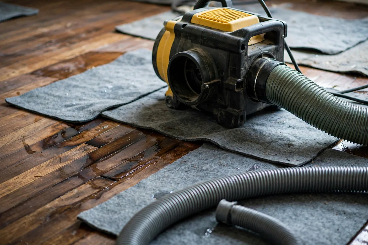 Emergency Burst Pipe & Freeze Water Damage Repair Hammett, ID — air movers and a dehumidifier drying a flooded room