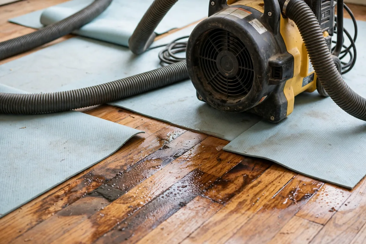 Emergency Burst Pipe & Freeze Water Damage Repair Hayden, ID — air movers and a dehumidifier drying a flooded room