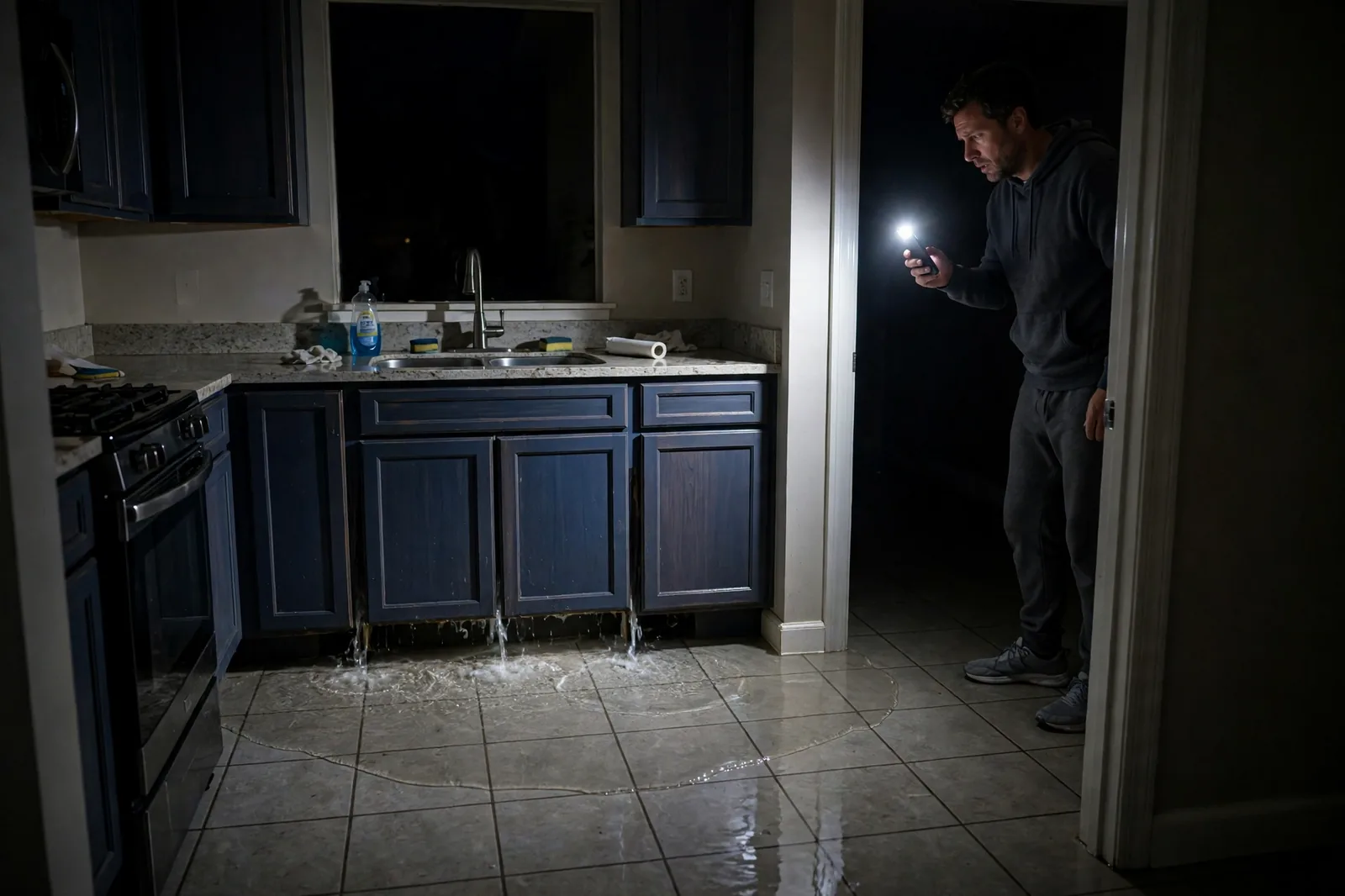 Emergency Burst Pipe & Freeze Water Damage Repair Huston, ID — first-hour response to a burst pipe, shutoff valve being closed