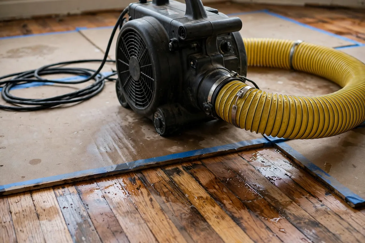Emergency Burst Pipe & Freeze Water Damage Repair Kingston, ID — air movers and a dehumidifier drying a flooded room