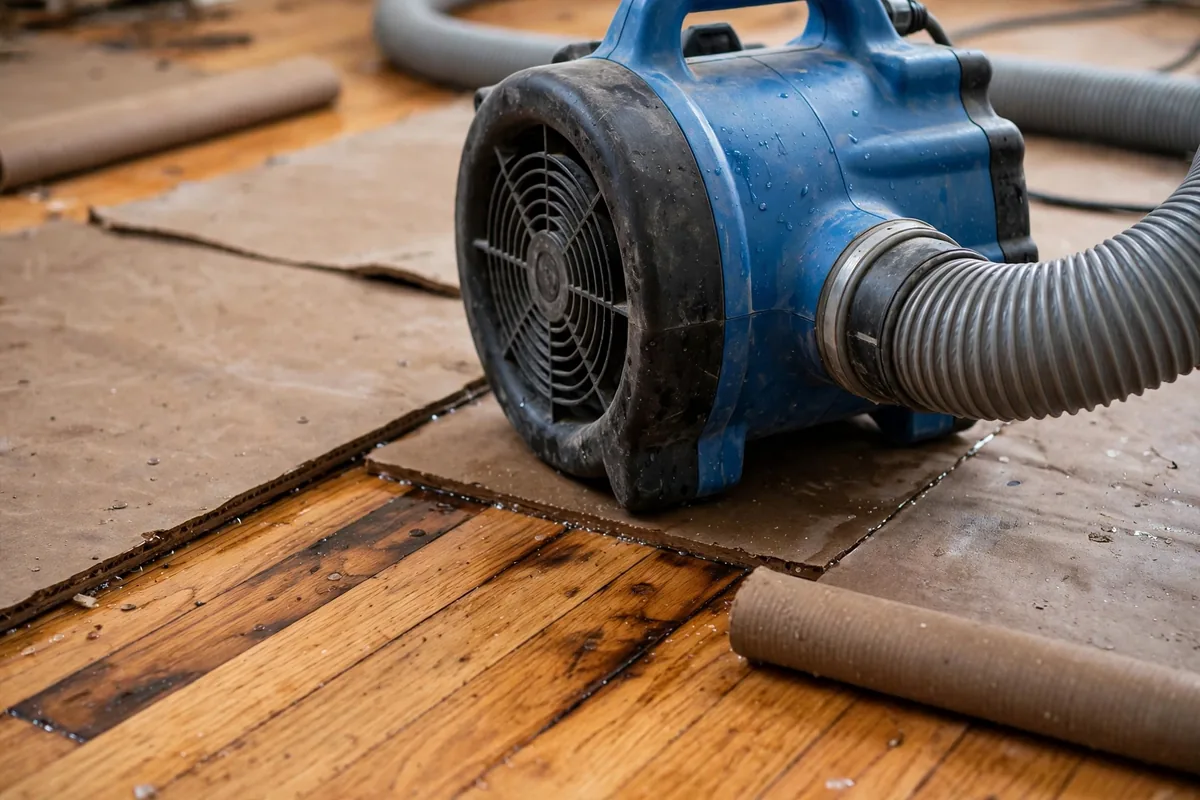 Emergency Burst Pipe & Freeze Water Damage Repair Lava Hot Springs, ID — air movers and a dehumidifier drying a flooded room