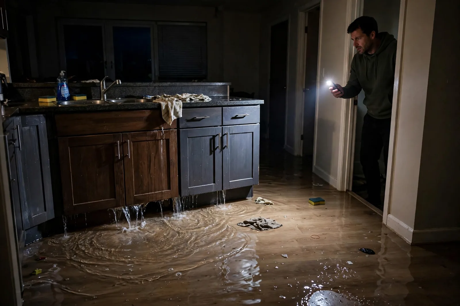 Emergency Burst Pipe & Freeze Water Damage Repair Letha, ID — first-hour response to a burst pipe, shutoff valve being closed