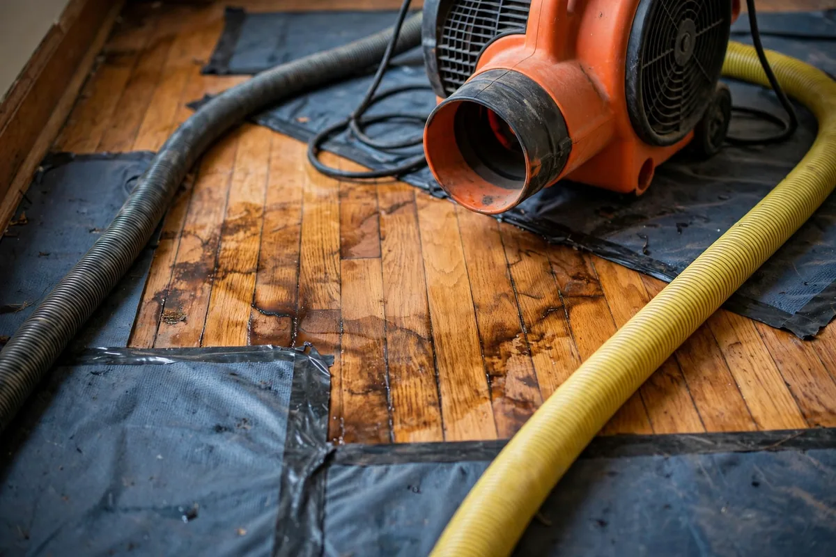 Emergency Burst Pipe & Freeze Water Damage Repair Malad City, ID — air movers and a dehumidifier drying a flooded room