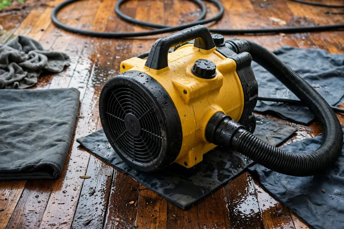 Emergency Burst Pipe & Freeze Water Damage Repair Menan, ID — air movers and a dehumidifier drying a flooded room