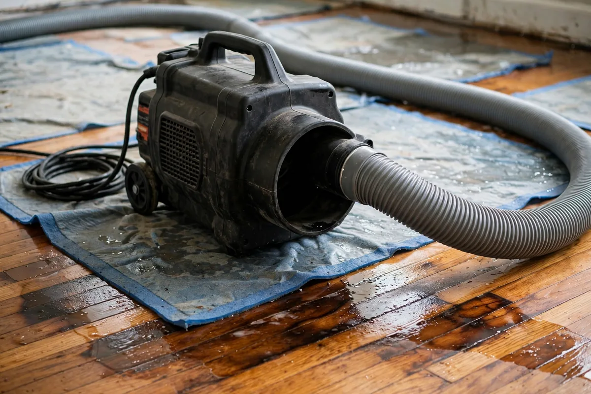 Emergency Burst Pipe & Freeze Water Damage Repair Meridian, ID — air movers and a dehumidifier drying a flooded room