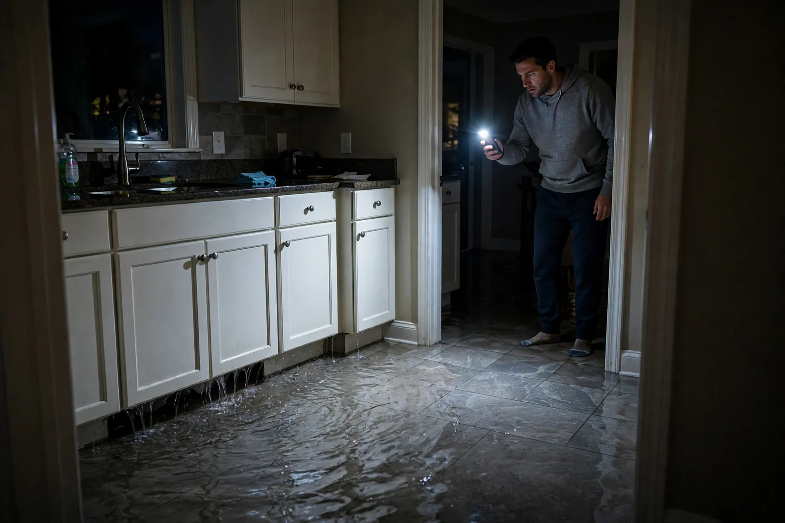 Emergency Burst Pipe & Freeze Water Damage Repair Mountain Home AFB, ID — first-hour response to a burst pipe, shutoff valve being closed