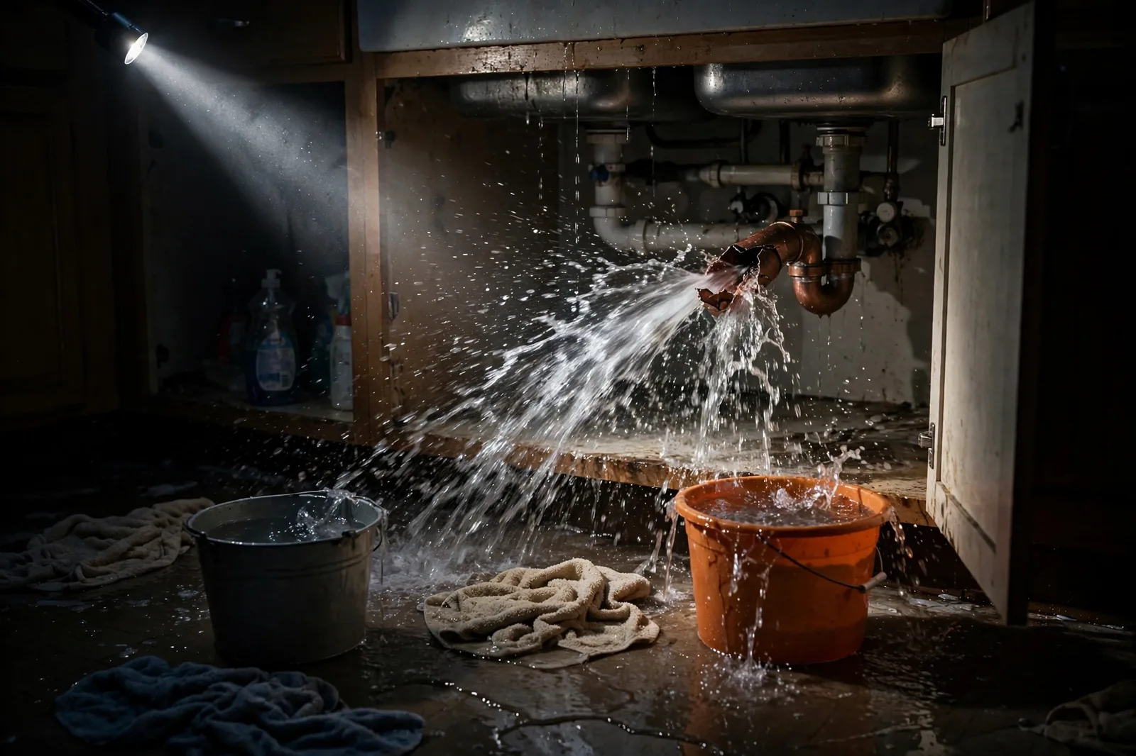 Emergency Burst Pipe & Freeze Water Damage Repair New Plymouth, ID — first-hour response to a burst pipe, shutoff valve being closed