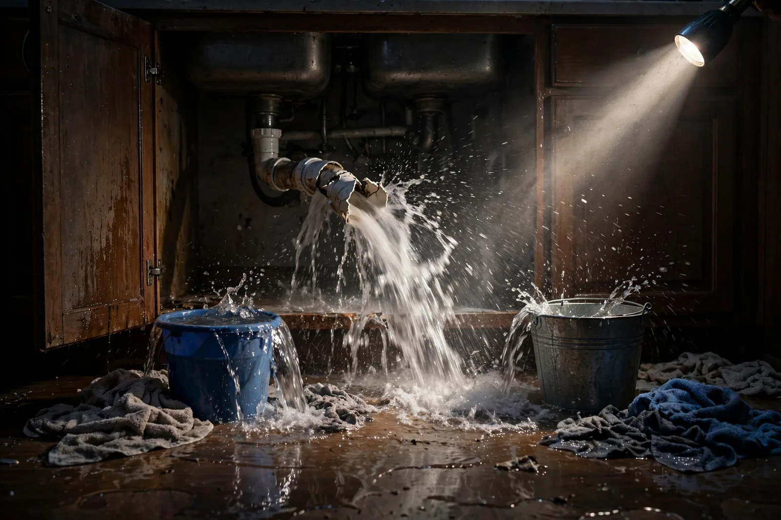 Emergency Burst Pipe & Freeze Water Damage Repair Parma, ID — first-hour response to a burst pipe, shutoff valve being closed