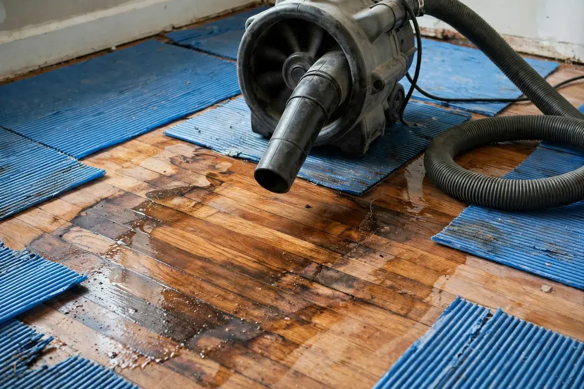 Emergency Burst Pipe & Freeze Water Damage Repair Payette, ID — air movers and a dehumidifier drying a flooded room