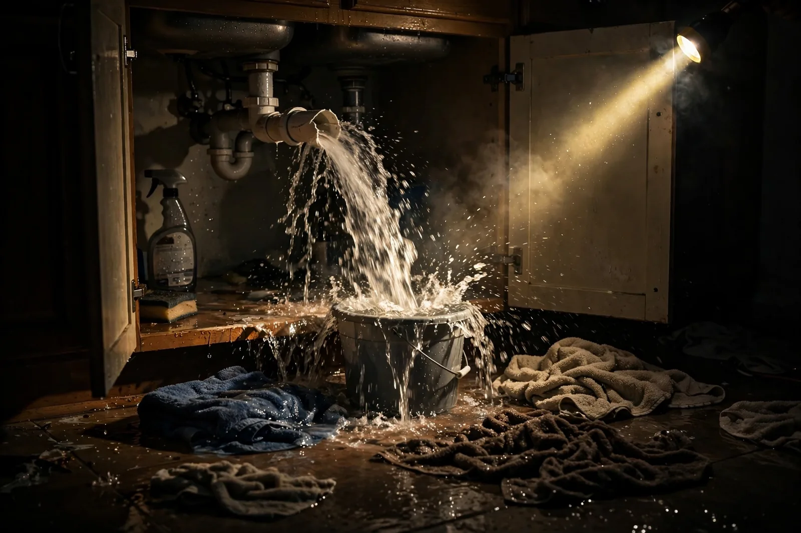 Emergency Burst Pipe & Freeze Water Damage Repair Placerville, ID — first-hour response to a burst pipe, shutoff valve being closed