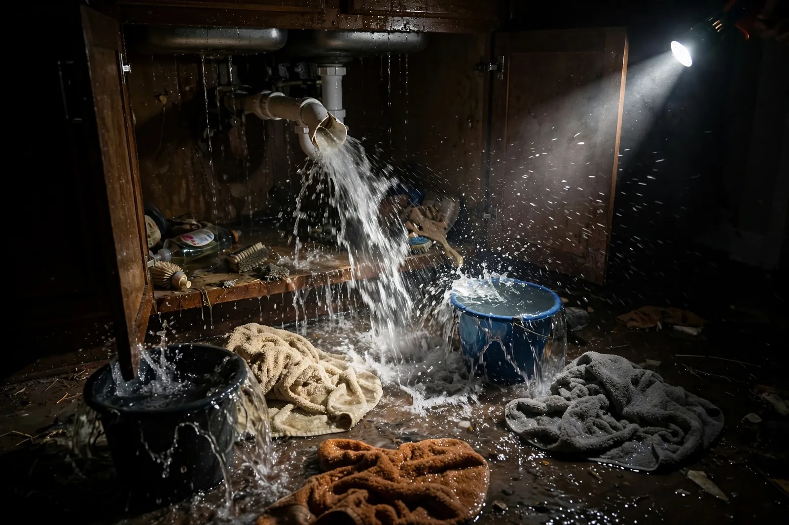 Emergency Burst Pipe & Freeze Water Damage Repair Rathdrum, ID — first-hour response to a burst pipe, shutoff valve being closed