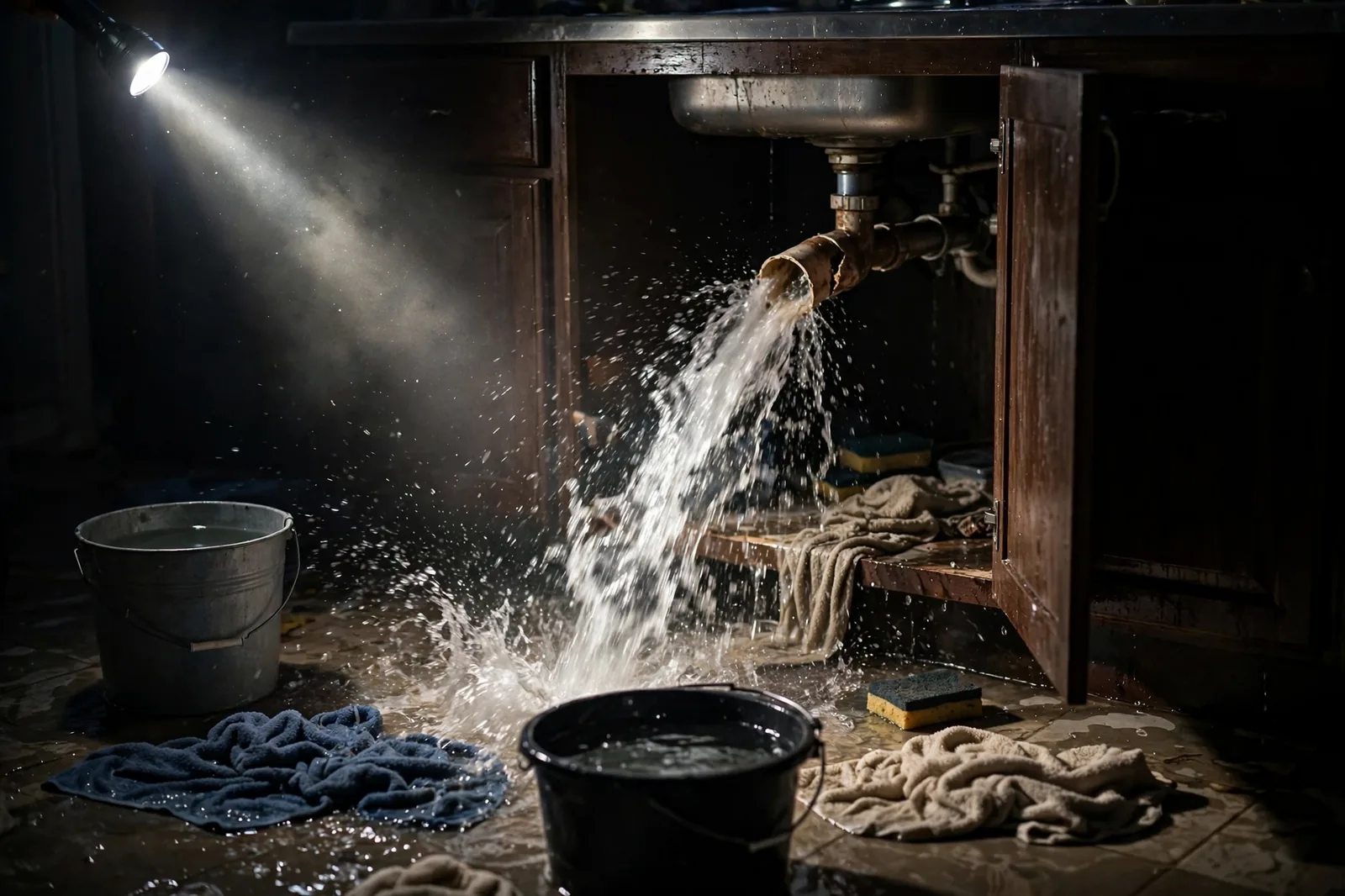 Emergency Burst Pipe & Freeze Water Damage Repair Ririe, ID — first-hour response to a burst pipe, shutoff valve being closed