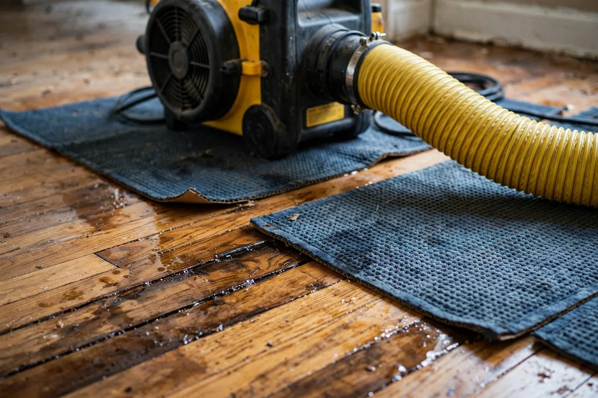 Emergency Burst Pipe & Freeze Water Damage Repair Rockland, ID — air movers and a dehumidifier drying a flooded room