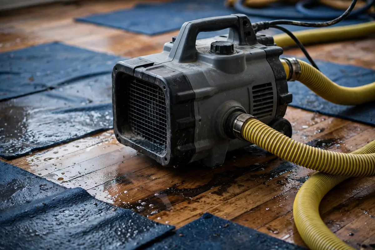 Emergency Burst Pipe & Freeze Water Damage Repair Sugar City, ID — air movers and a dehumidifier drying a flooded room