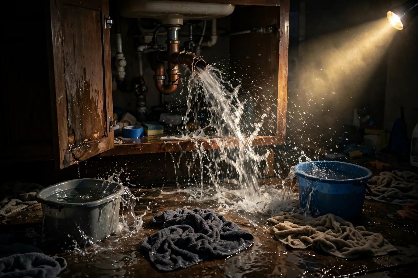 Emergency Burst Pipe & Freeze Water Damage Repair Teton, ID — first-hour response to a burst pipe, shutoff valve being closed