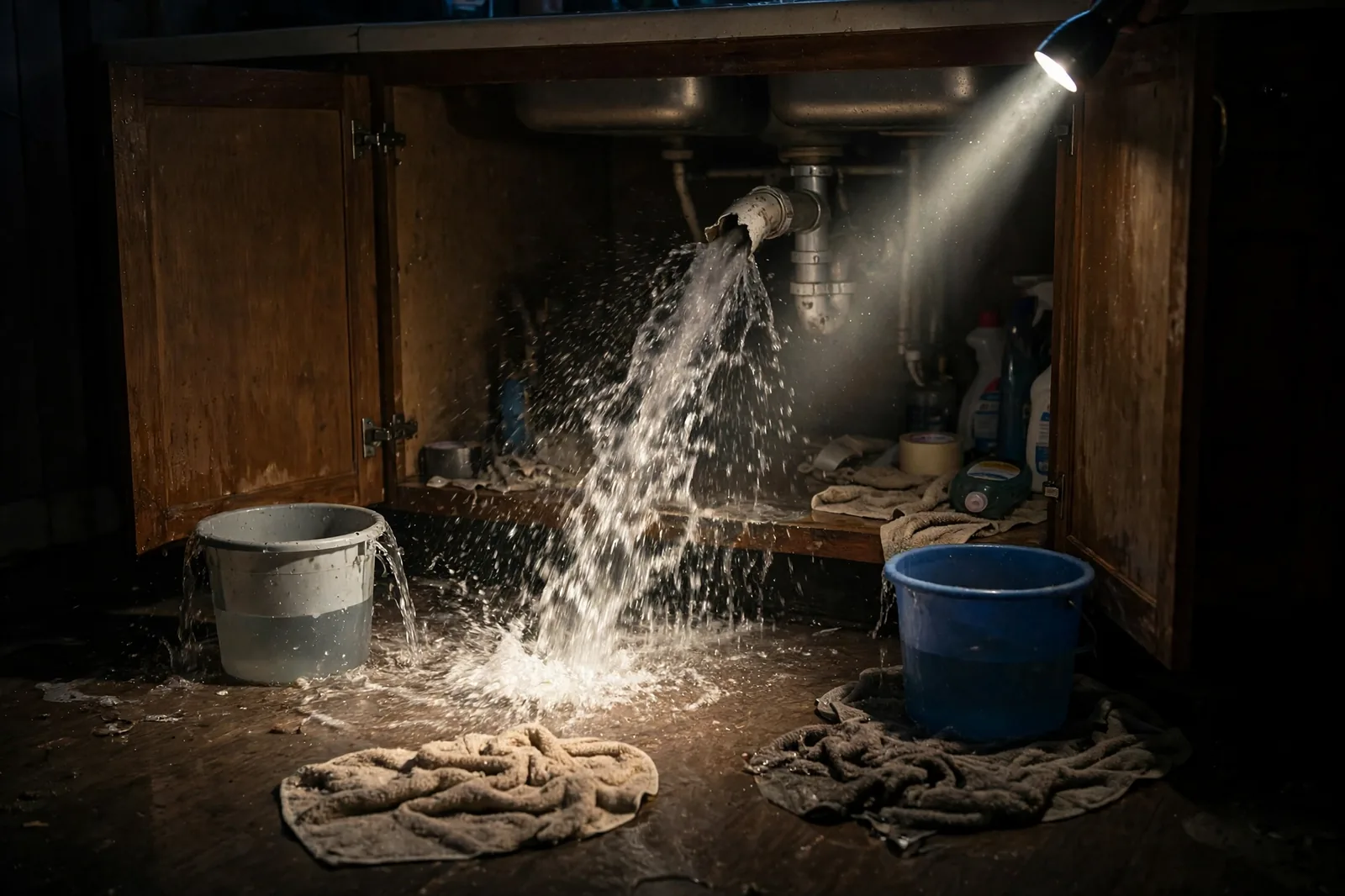 Emergency Burst Pipe & Freeze Water Damage Repair Weiser, ID — first-hour response to a burst pipe, shutoff valve being closed