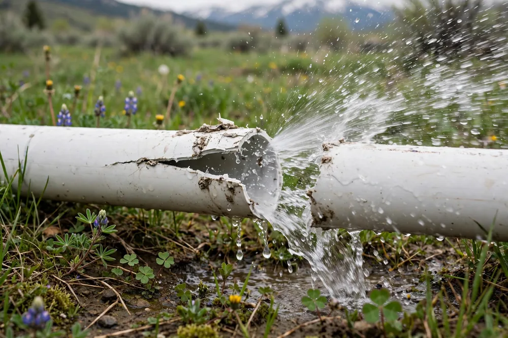 Irrigation Blowout Burst Pipe Idaho — a close look at a frozen pipe section