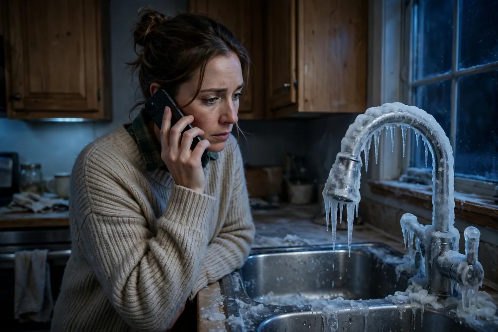 When To Call Plumber Frozen Pipe — a close look at a frozen pipe section