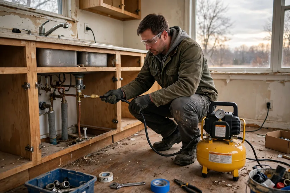 Winterize Plumbing Vacant House — a close look at a frozen pipe section